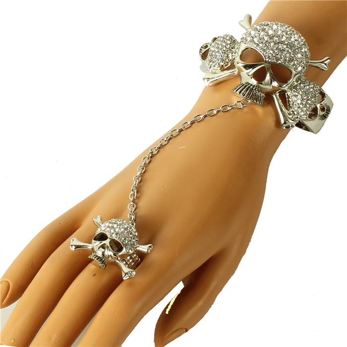 Crystal Skull Hand Chain Bracelet Bangle