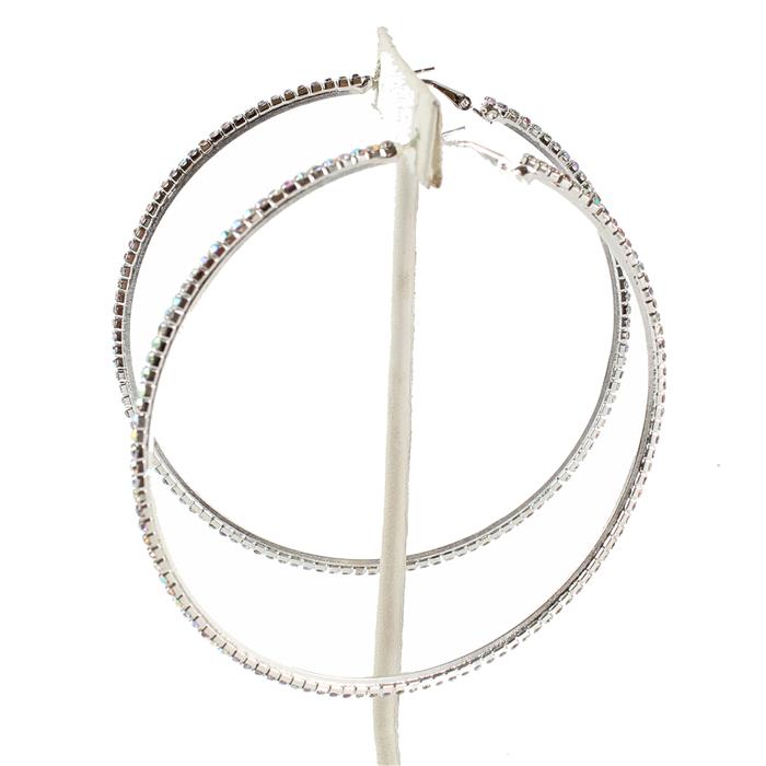 100 MM Rhinestones Hoop Earring