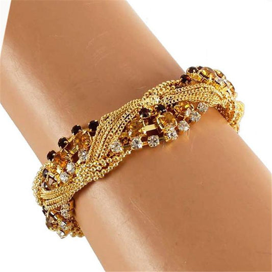 Rhinestones Metal Twisted Bracelet