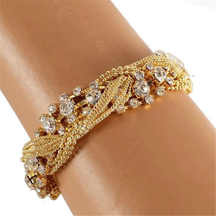 Rhinestones Metal Twisted Bracelet