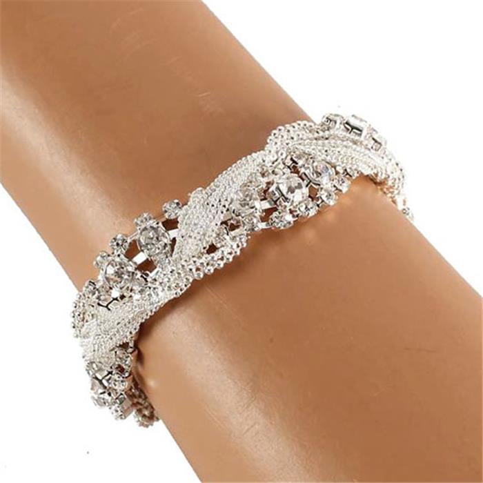 Rhinestones Metal Twisted Bracelet