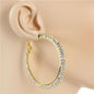 2.2 inch Rhinestone 2 Line  Hoop Earring