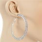 2.2 inch Rhinestone 2 Line  Hoop Earring