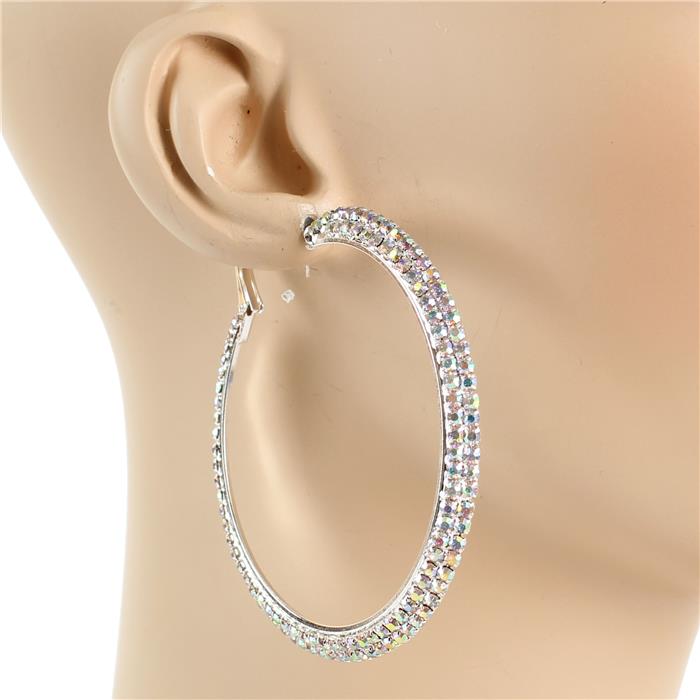 2.5 inch Rhinestone Hoop Earring