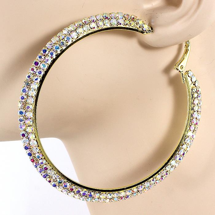 2.5 inch Rhinestone Hoop Earring