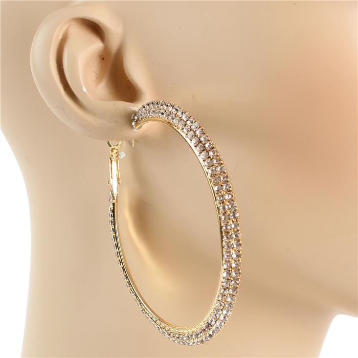 2.5 inch Rhinestone Hoop Earring