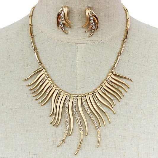 Metal Fire Shape Necklace Set