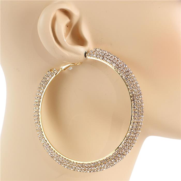 3.4 inch Rhinestone Hoop Earring