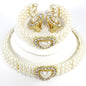 3 PC Pearl Clip On Earring Choker Set