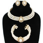 3 Pcs Pearl Clip On Earring Choker Set