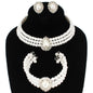 3 Pcs Pearl Clip On Earring Choker Set