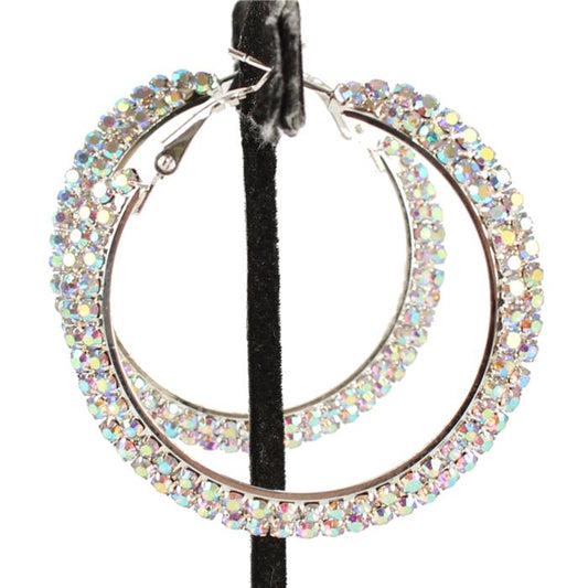 2 inch Rhinestone 2 Line Hoop Earring