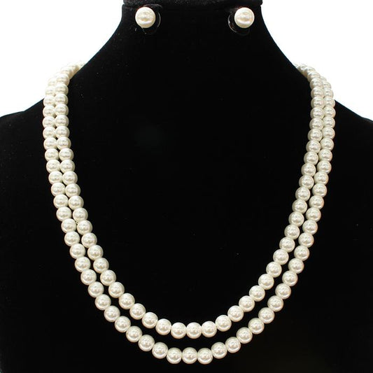 Pearl Double Layered Necklace Set