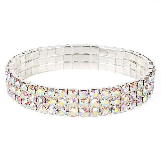 Rhinestone 3 Line Stretch Bracelet