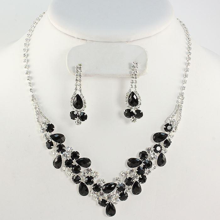 Rhinestones Tear Necklace Set