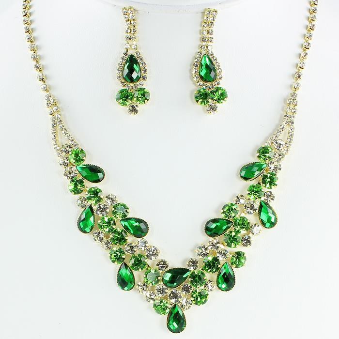 Rhinestones Tear Necklace Set