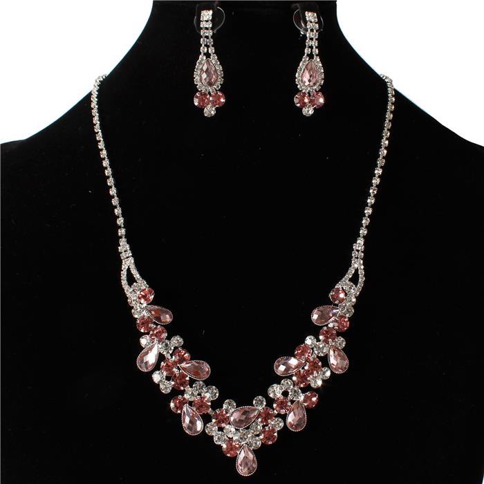 Rhinestones Tear Necklace Set