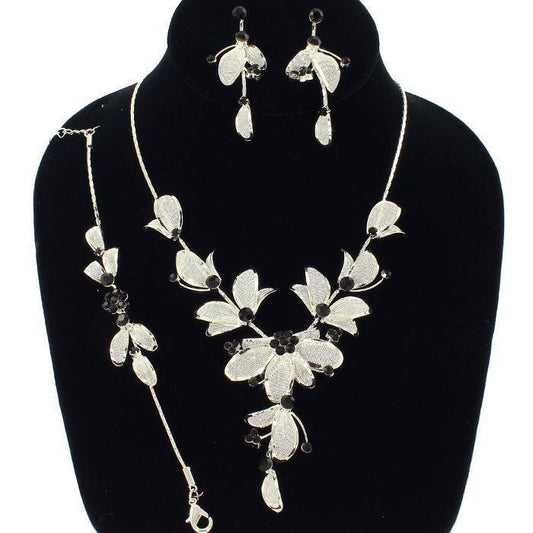 3Pc Rhinestone Necklace Set