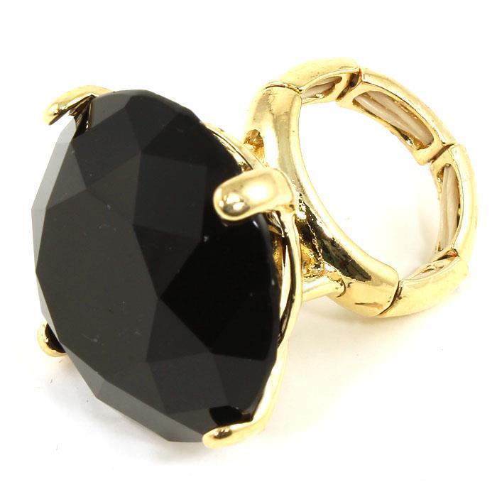 Crystal Chunky Round Shape Stretch Ring