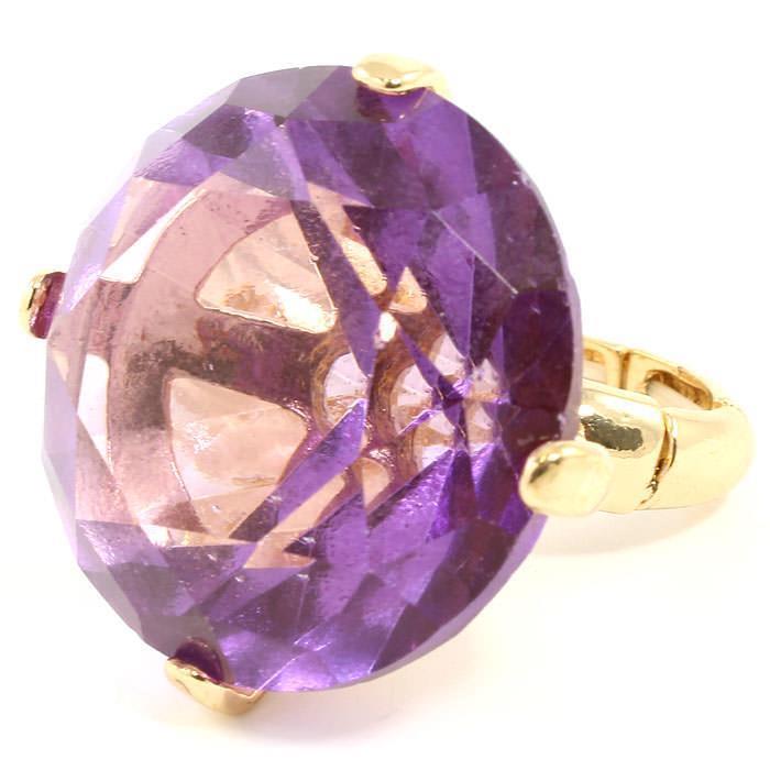 Crystal Chunky Round Shape Stretch Ring