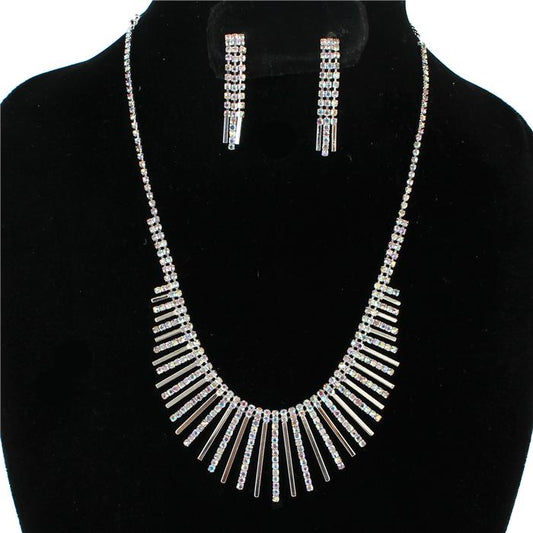 Rhinestone Fringed Necklace Set