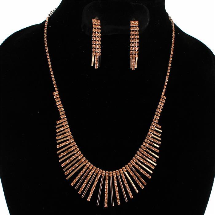 Rhinestone Fringed Necklace Set