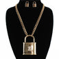 Chunky Lock Charm Necklace Set