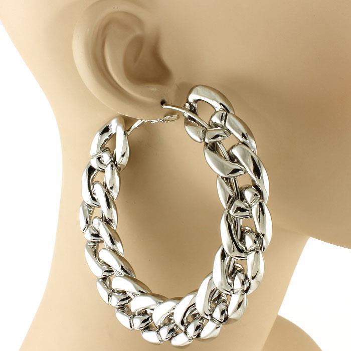 CCB Curb Chain Hoop Earring