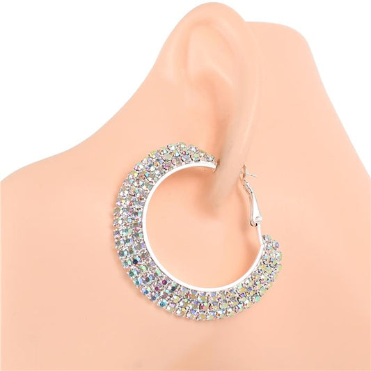 2' Rhinestone 3 Line Hoop Earring