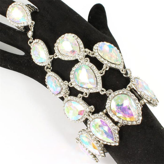 Crystal Teardrop Hand Chain Bracelet