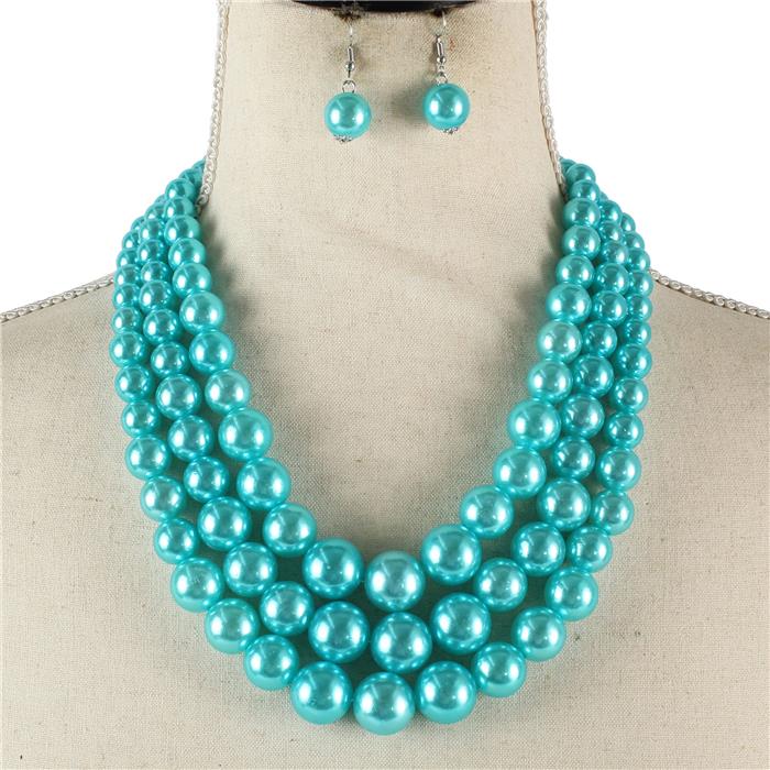 3 Layered Pearl Necklace Set