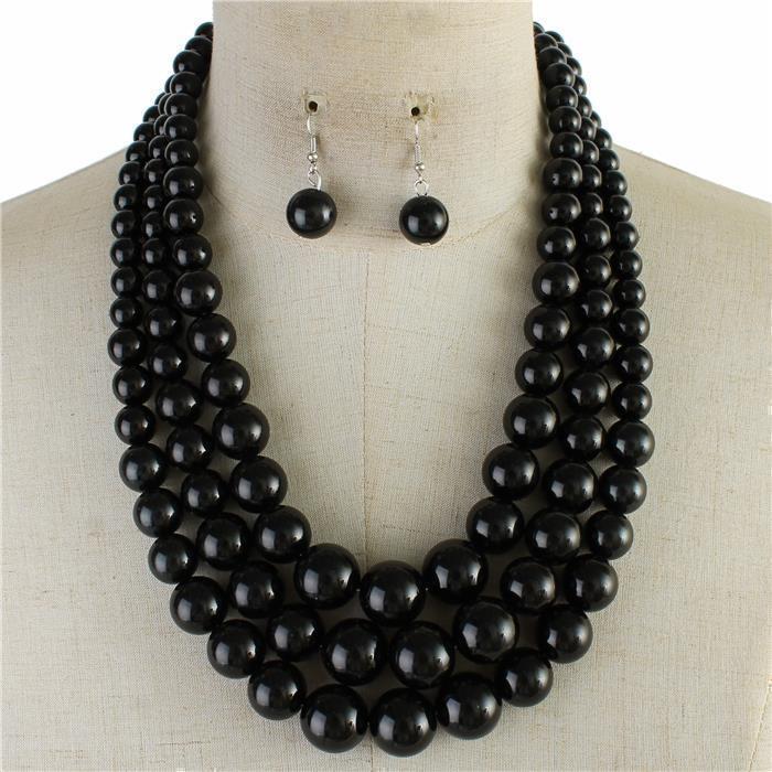 3 Layered Pearl Necklace Set