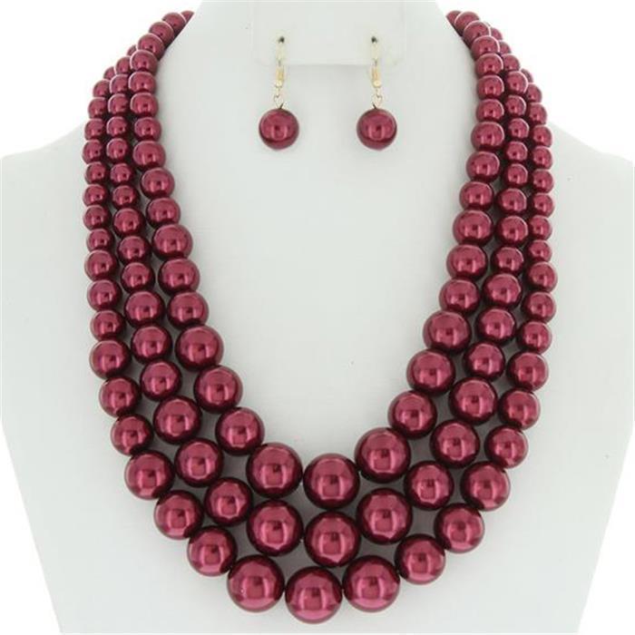 3 Layered Pearl Necklace Set