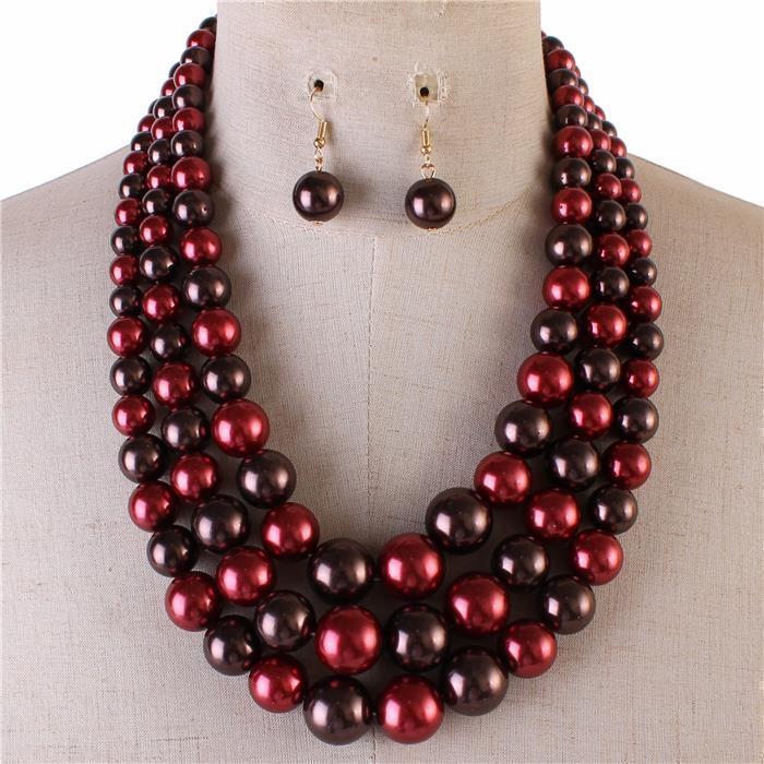 3 Layered Pearl Necklace Set