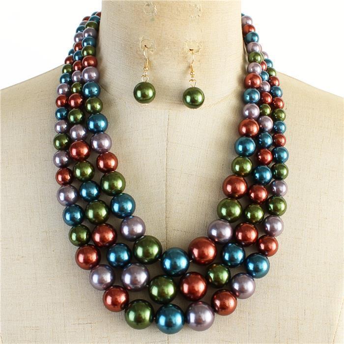 3 Layered Pearl Necklace Set