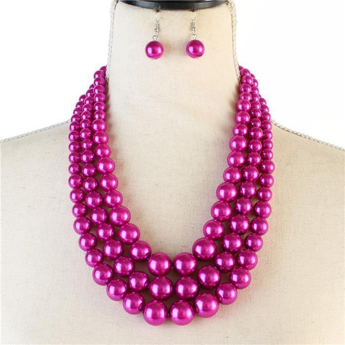 3 Layered Pearl Necklace Set