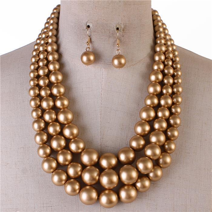 3 Layered Pearl Necklace Set