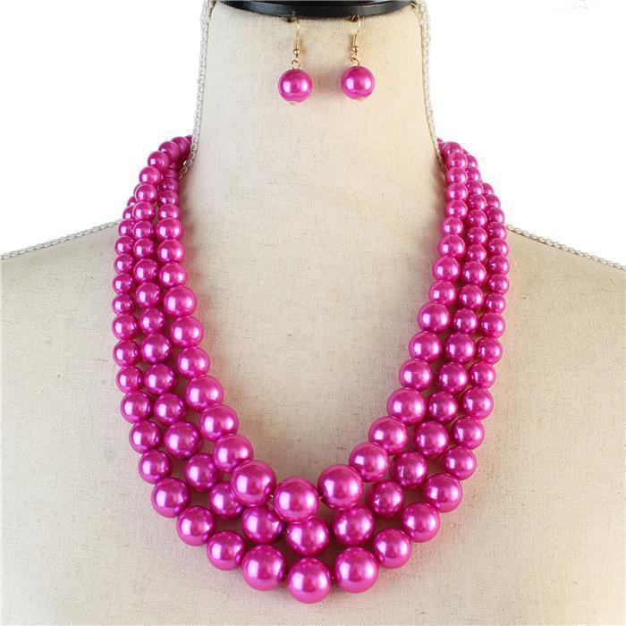 3 Layered Pearl Necklace Set