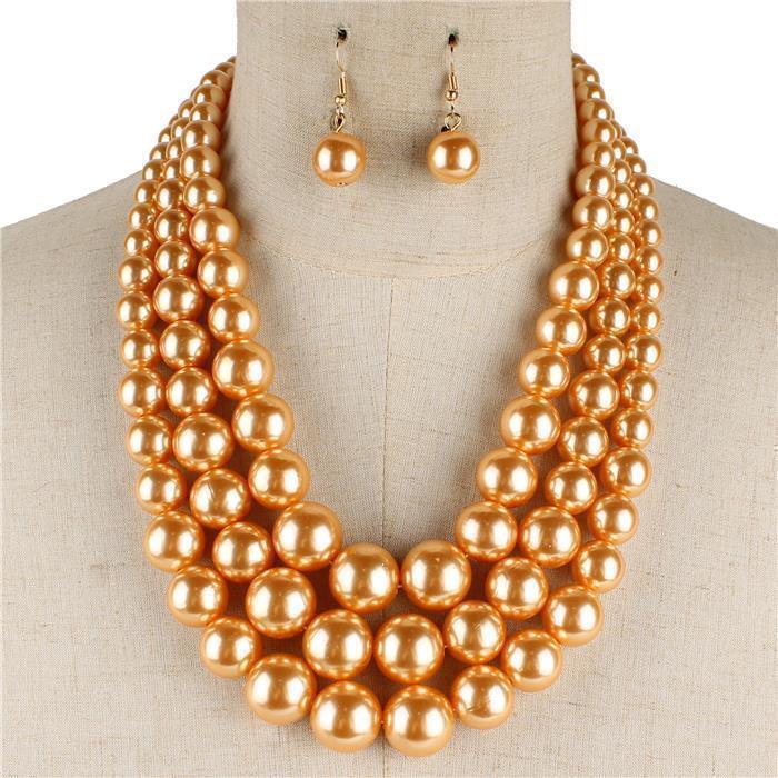 3 Layered Pearl Necklace Set