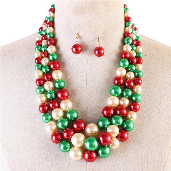 3 Layered Pearl Necklace Set