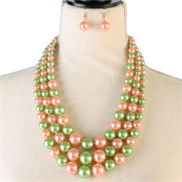 3 Layered Pearl Necklace Set