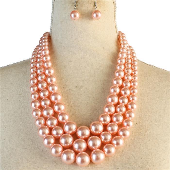 3 Layered Pearl Necklace Set