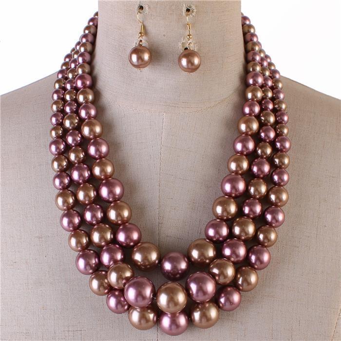 3 Layered Pearl Necklace Set