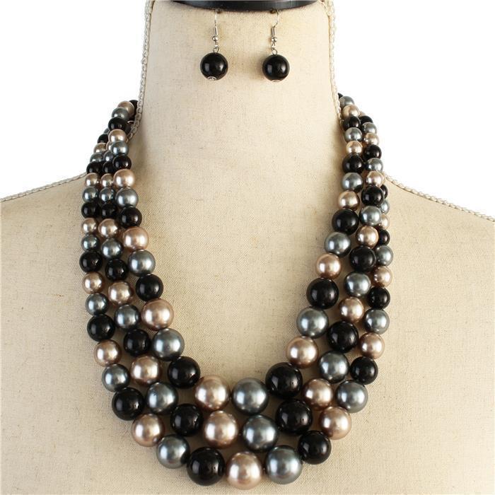 3 Layered Pearl Necklace Set