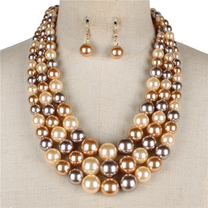 3 Layered Pearl Necklace Set