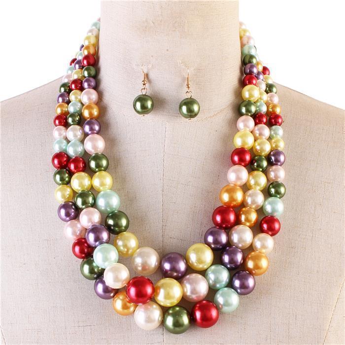 3 Layered Pearl Necklace Set