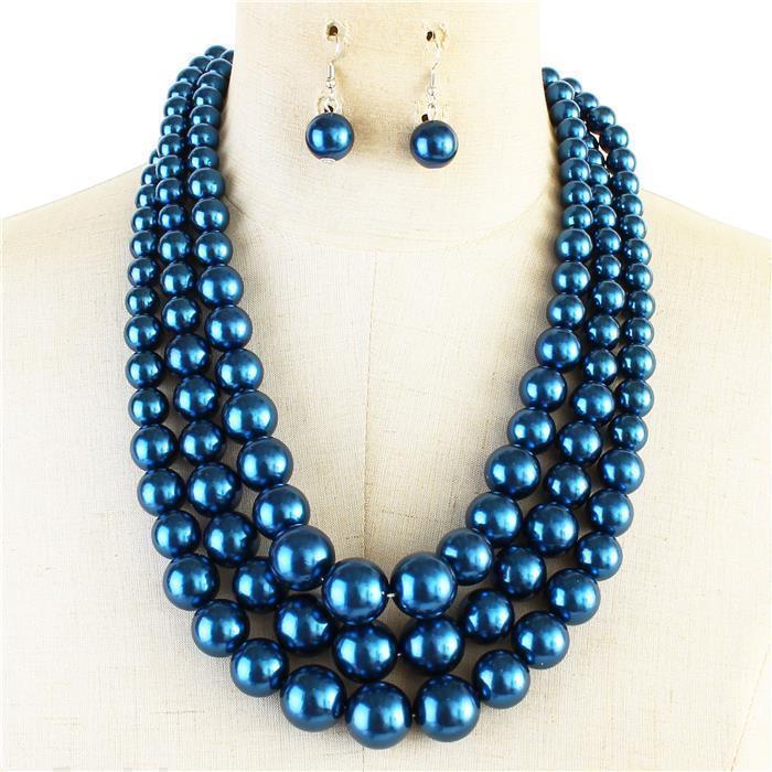 3 Layered Pearl Necklace Set