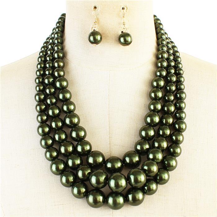 3 Layered Pearl Necklace Set