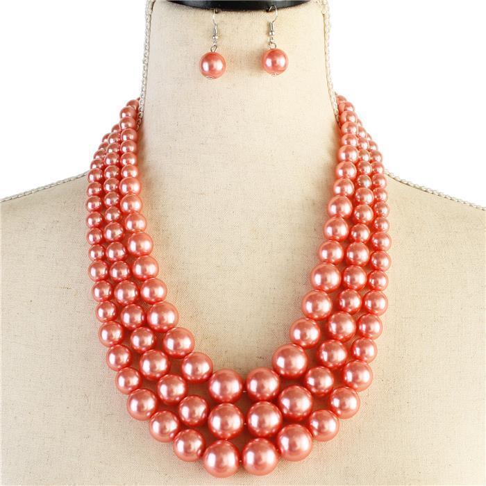 3 Layered Pearl Necklace Set