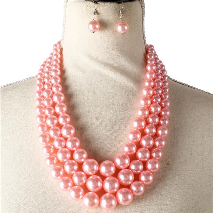 3 Layered Pearl Necklace Set